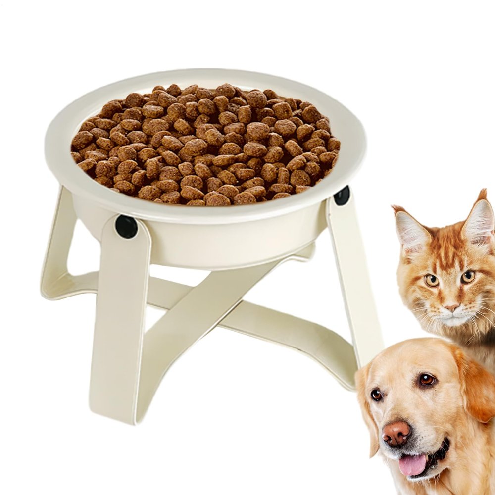 Ceramic Puzzle Slow Feeder Dog Bowl with Iron Stand