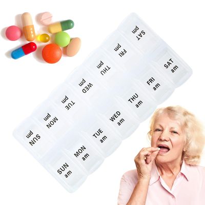 Weekly Pill Organizer, Portable Medication Box with 7 Compartments