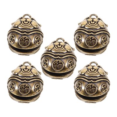 BAZEITFLOW 5-Piece Antique Brass Pet Bells for Small Dogs and Cats
