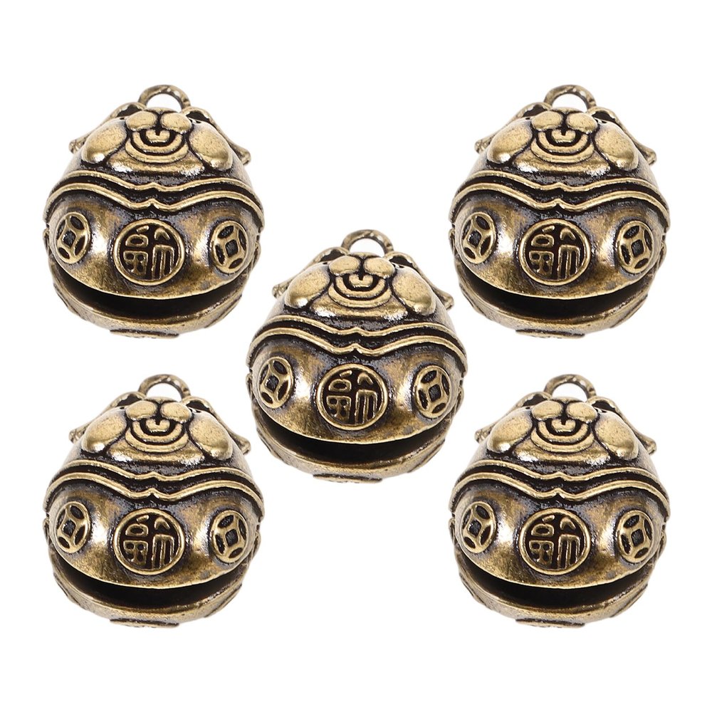 BAZEITFLOW 5-Piece Antique Brass Pet Bells for Small Dogs and Cats