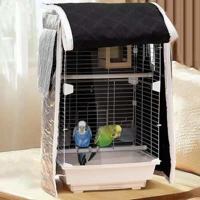 XGQXZWC Bird Cage Cover, Insulated Waterproof Blackout Cover with Roll-Up Door and Side Windows, 65 x 47 x 55 cm