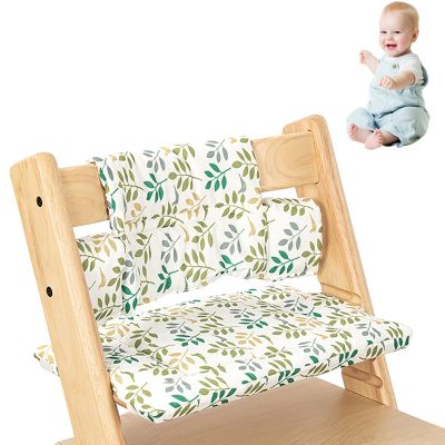 YushengTai Seat Cushion for Stokke Tripp Trapp High Chair, 2-Piece Organic Cotton Set, Waterproof Laminated Coating, Machine Washable (Green Leaves)