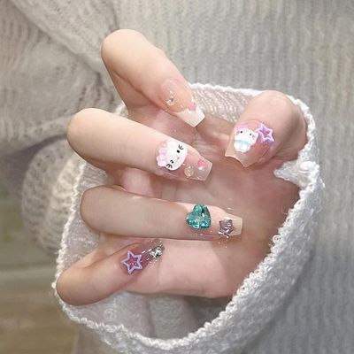24-Piece Kawaii 3D Halloween Press-On Nail Set, White