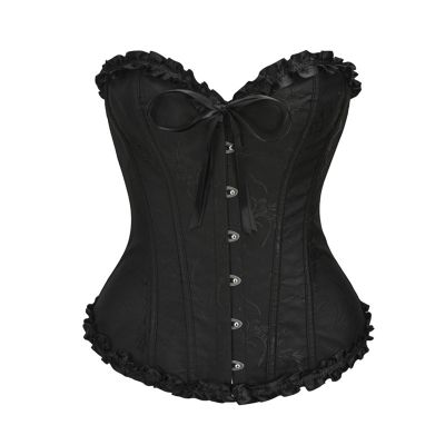 Women's Gothic Vintage Corset Bustier Top, Black, 5XL