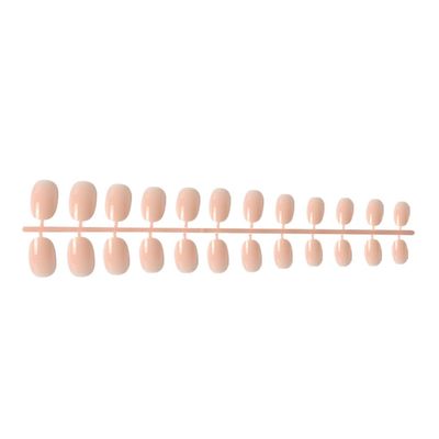 AMSLSIU Pack of 24 Short Ballerina Coffin False Nails, French Style, DIY Acrylic Nails, 18 Flesh Color