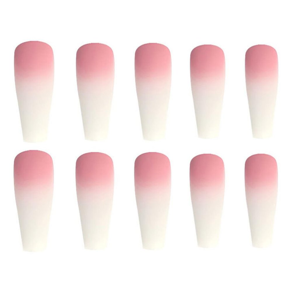 AMSLSIU Gradient Pink Matte Coffin Press-On Nails, Type 1