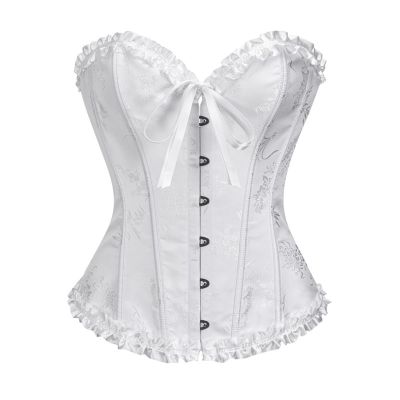 Women's Full-Bust Corset Bustier Top, White, 4XL