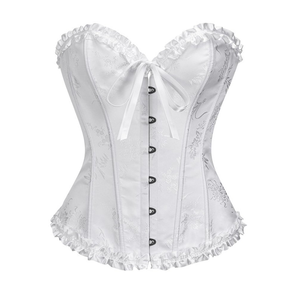 Women's Full-Bust Corset Bustier Top, White, 4XL