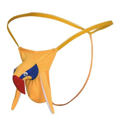 Generic Men's Gay Sissy Lingerie Thong with Bulge-Enhancing Pouch, Transparent Stretch Underwear