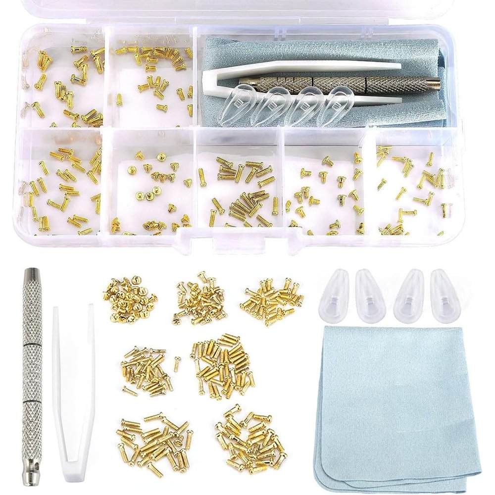 TEOZBLU 140-Piece Eyeglass Repair Kit, Gold