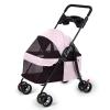 Foldable Pet Stroller for Small to Medium Dogs and Cats with Brake, Adjustable Canopy, Storage Basket and Mesh Window view 1