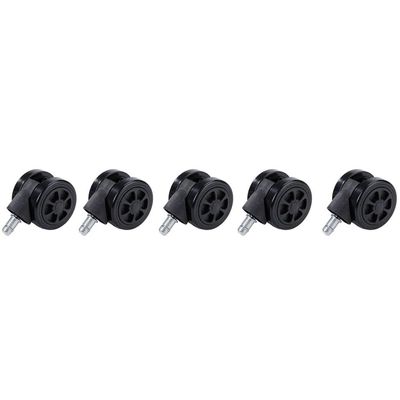 5-Pack Universal Swivel Casters, 360° Rotation, Low-Noise Plastic Wheels for Luggage and Furniture (Black)