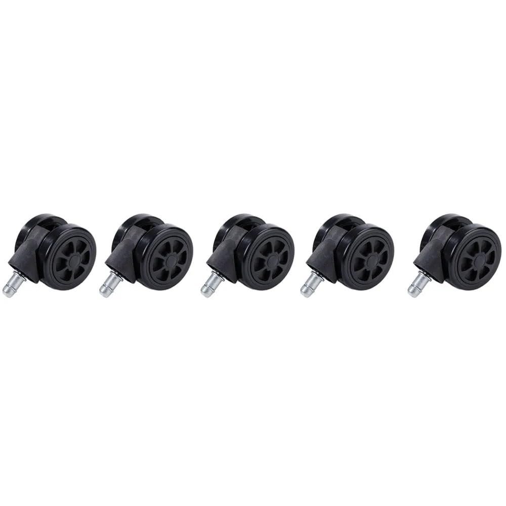 5-Pack Universal Swivel Casters, 360° Rotation, Low-Noise Plastic Wheels for Luggage and Furniture (Black)