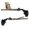 Suction Cup Bird Perch, 2-Piece Wooden Stand with Attachment Toy view 1