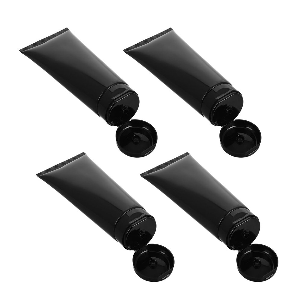 Healeved 4-Piece 200 mL Refillable Travel Squeeze Bottles, Glossy Black