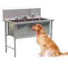 WEKONUMEX Stainless Steel Pet Grooming Tub with Faucet, 30 cm Deep, 120 cm Long view 1