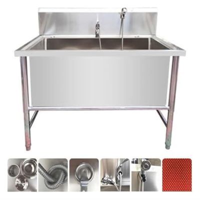 WEKONUMEX Pet Grooming Tub, Stainless Steel Bathtub for Pets with Hot and Cold Water Faucet, Various Sizes (40cm/15.7in, 120cm/47.2in)
