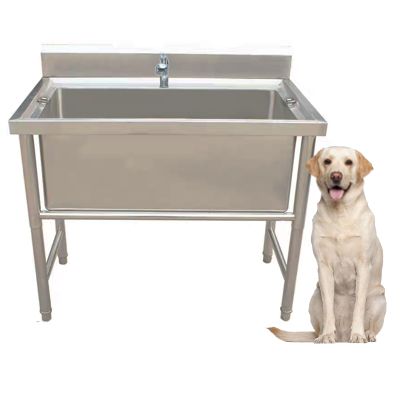 WEKONUMEX Stainless Steel Pet Grooming Tub with Faucet, 100 cm/39 in, 40 cm/16 in Deep