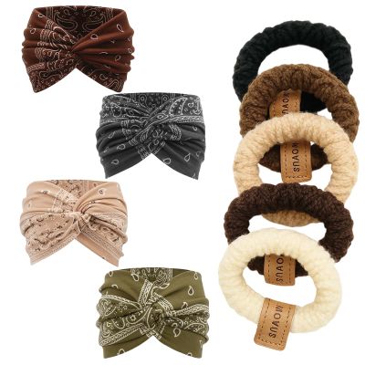 4 Wide Headbands + 5 Hair Ties for Women