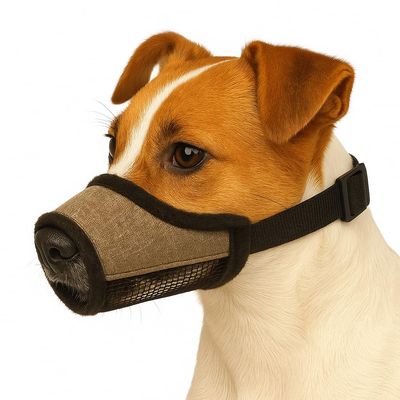 Flamingo Nobit Beige XS Dog Muzzle, 118 cm, 3645 cm Muzzle Circumference, Breathable Nylon Mesh, Steplessly Adjustable, Buckle