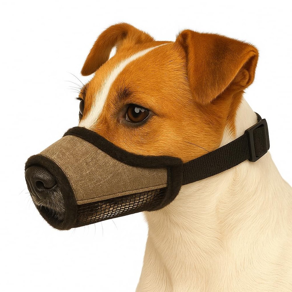 Flamingo Nobit Beige XS Dog Muzzle, 118 cm, 3645 cm Muzzle Circumference, Breathable Nylon Mesh, Steplessly Adjustable, Buckle