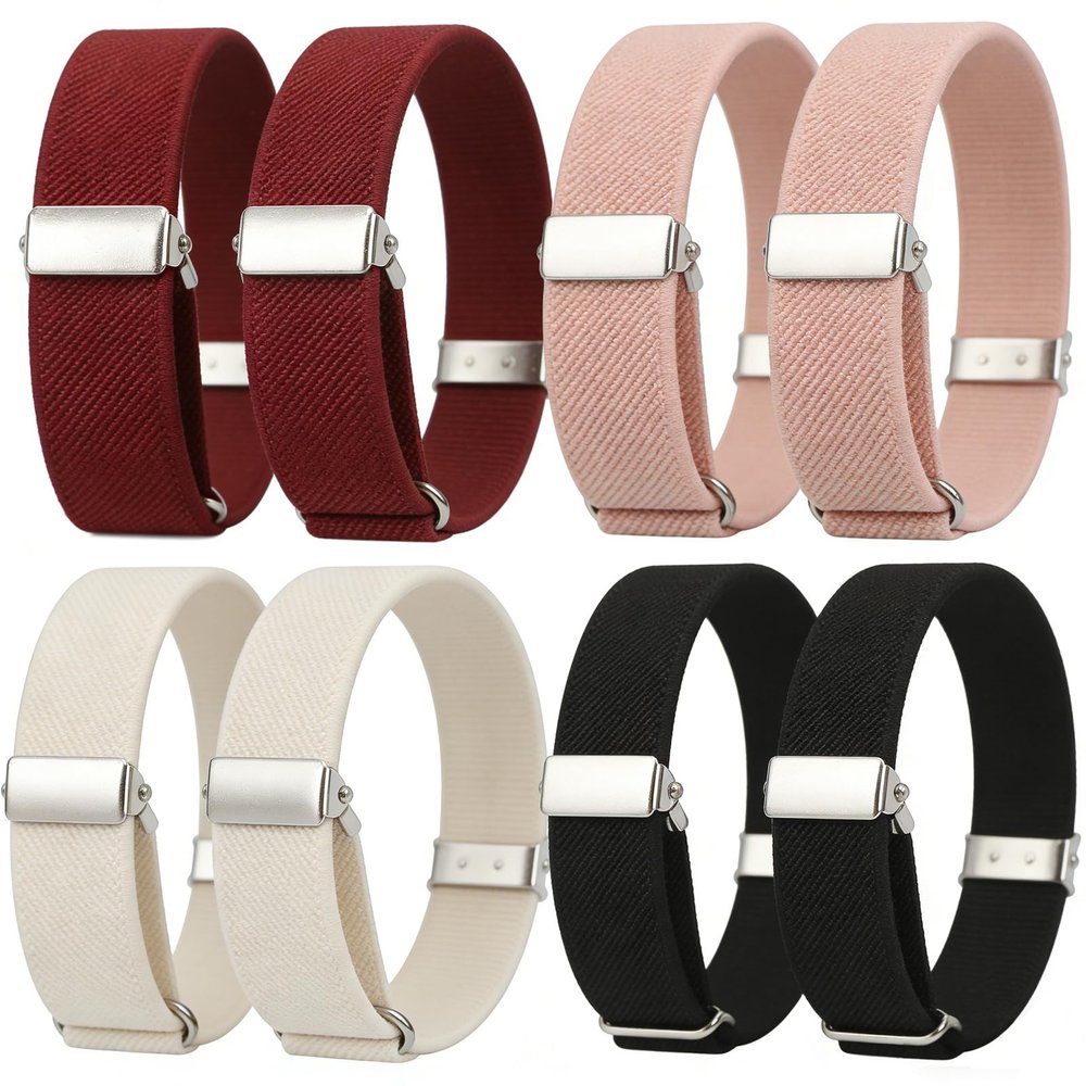 Kaxich 8 Pairs Elastic Adjustable Shirt Sleeve Holders