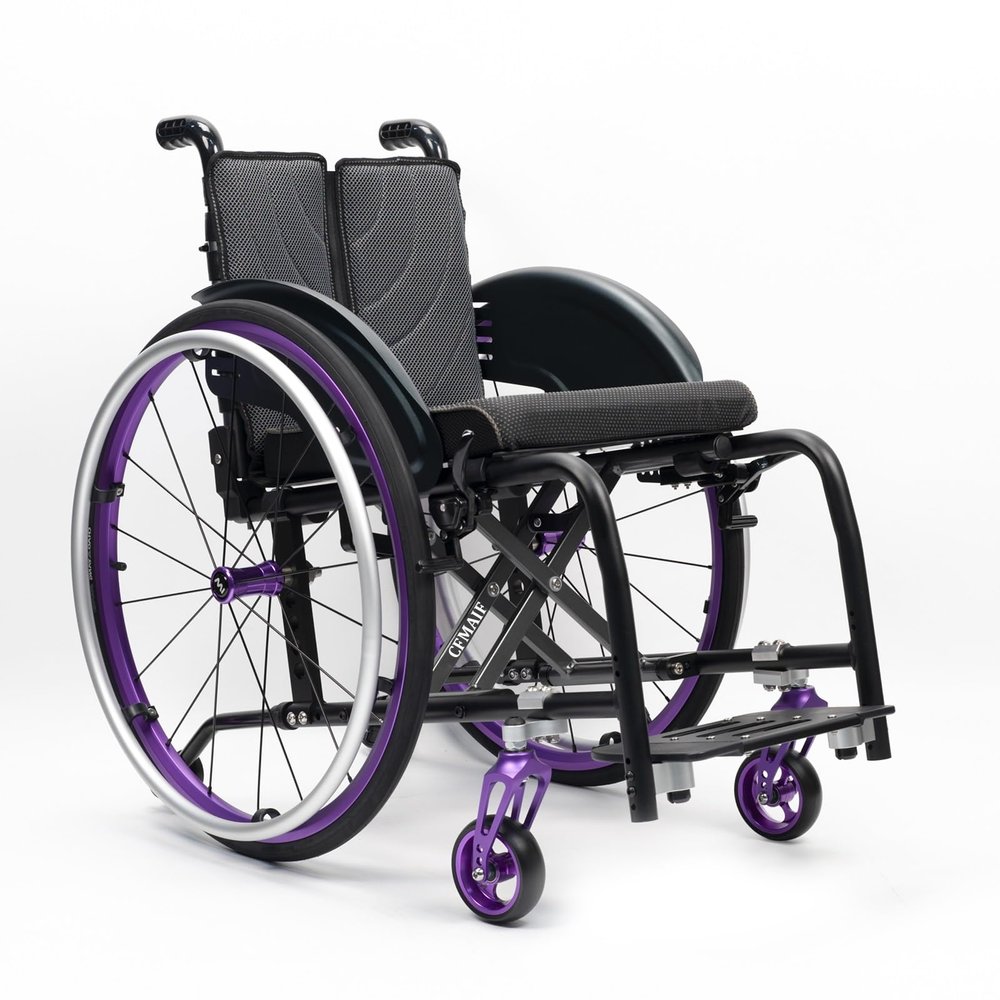 CFMAIF Ultralight Self-Propelled Folding Wheelchair, Purple, 14.1 in Seat
