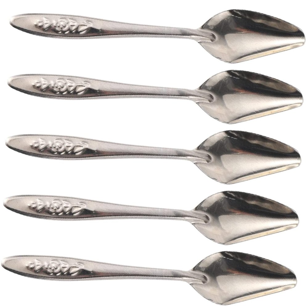 Levemo Metal Feeding Spoon Drip-Free 5 Pack Stainless Steel Small Lightweight for Parrots and Budgerigars