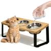 Elevated Cat Bowls, Raised Feeding Station, 3-Piece Ceramic Cat Bowl Set, 15° Tilted Stainless Steel Bowl Set for Cats and Dogs view 1