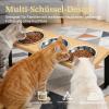 Elevated Cat Bowls, Raised Feeding Station, 3-Piece Ceramic Cat Bowl Set, 15° Tilted Stainless Steel Bowl Set for Cats and Dogs view 3