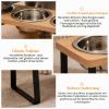 Elevated Cat Bowls, Raised Feeding Station, 3-Piece Ceramic Cat Bowl Set, 15° Tilted Stainless Steel Bowl Set for Cats and Dogs view 4