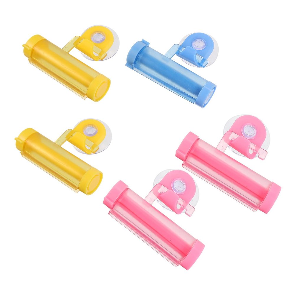 TOYANDONA 5-Piece Manual Toothpaste Roller with Suction Cup, Durable Tube Squeezer for Toothpaste, Creams and More, Practical Tube Press for Home, Random Color