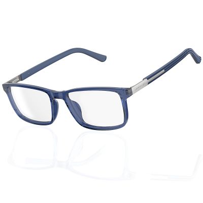 Amorays Men's Reading Glasses, Flexible TR90 Frame, Stainless Steel Temples, Rubber Tips, Spring Hinges, 8092 (Blue, +3.50)