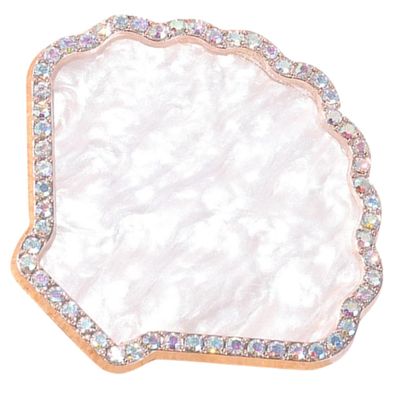 LIFKOME Fan-Shaped Resin Nail Art Mixing Palette with Vintage Rhinestone Decoration