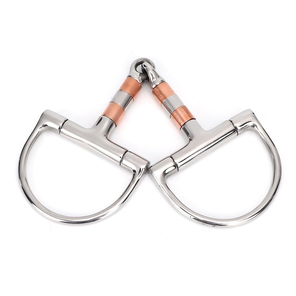 Gucagle Stainless Steel Dee Ring Snaffle Bit for Horses, with Copper Rollers, 5-Inch Mouthpiece