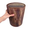 ERINGOGO Compact Plastic Trash Can with Rotating Lid, Wood-Look Design view 4