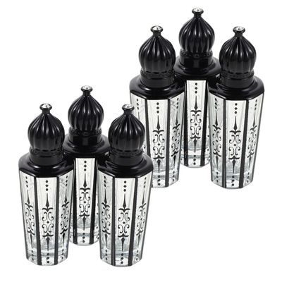 VICASKY 6-Pack 15 mL Refillable Black Glass Perfume Roller Bottles with Arabic Engraving