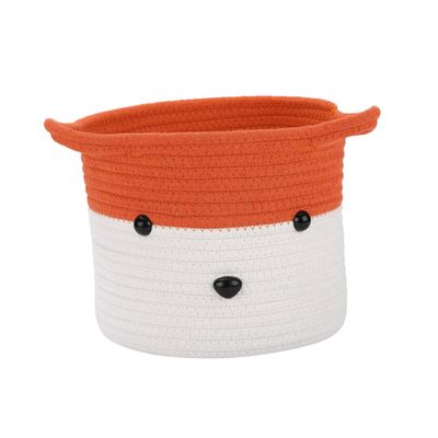 MUELODSIC Woven Storage Basket with Fox Motif, 1 Pc., Cotton