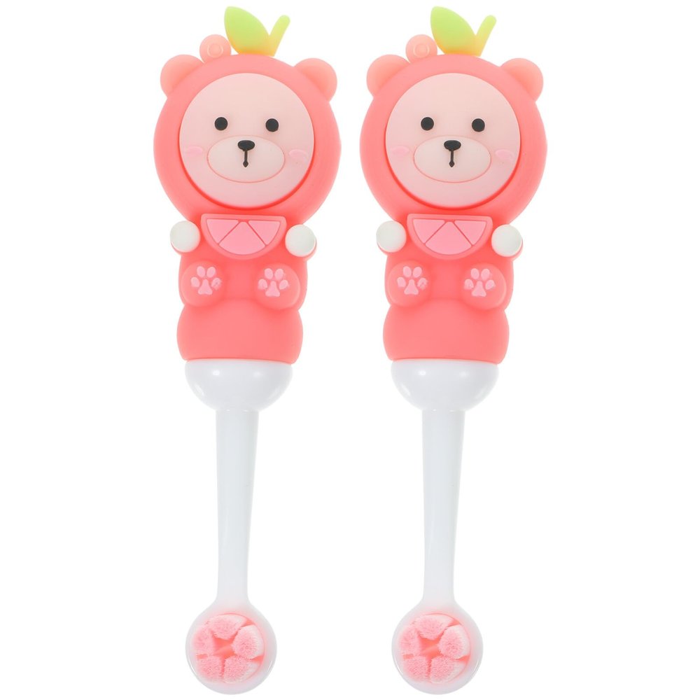 TEHAUX Kids' Toothbrushes, 2-Pack, Soft Bristles, Round Head, BPA-Free, Pink Bear Design, Ages 0–9
