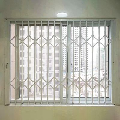 Aluminum Security Window Guard with Lock and Keys, Childproof Burglar-Resistant Folding Window Grille (W 80 x H 60 cm)