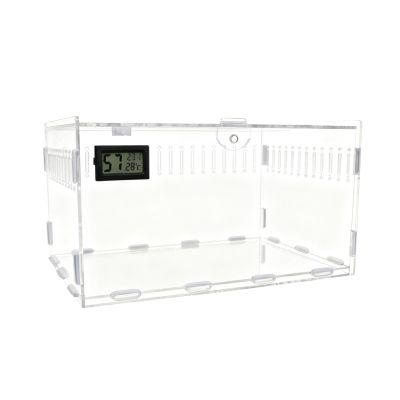 Fonowx Acrylic Spring Enclosure, Reptile Breeding Box, Ventilated Terrarium for Praying Mantises and Geckos, M Size, Single Grid