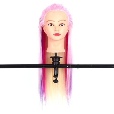 ARTOCT 26-Inch Hair Training Mannequin Head, High-Temperature-Resistant Fiber Salon Practice Head for Haircutting, Styling and Braiding Students (#1 Pink + Multicolor)