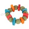 Golden, Chew-Resistant Chinchilla Bunny Chew Toy for Teeth Grinding, Apple Wood and Straw Ball, Colorful Round Ring view 1