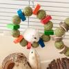 Golden, Chew-Resistant Chinchilla Bunny Chew Toy for Teeth Grinding, Apple Wood and Straw Ball, Colorful Round Ring view 3