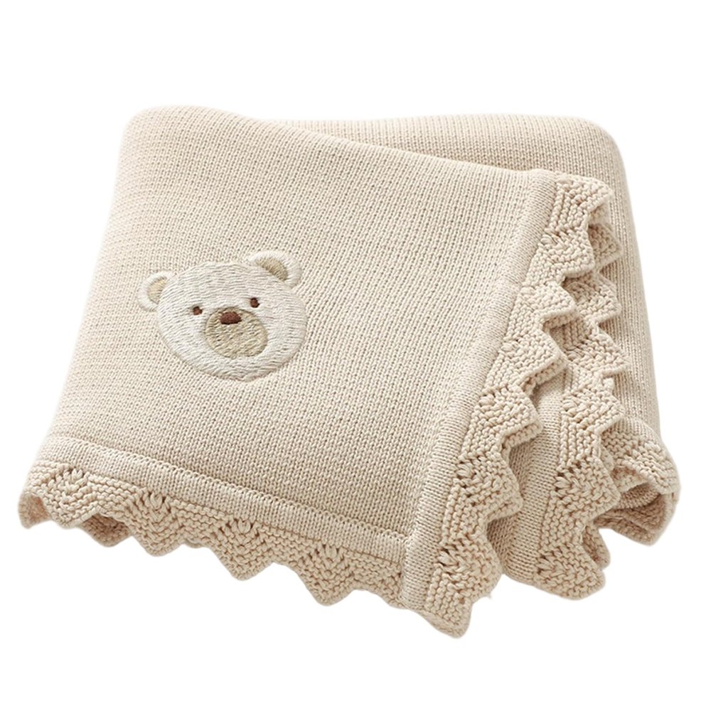 Joygoodta Baby Blanket, Swaddle Blanket, 28 x 35 in, Soft Knitted Cotton, Breathable, Khaki