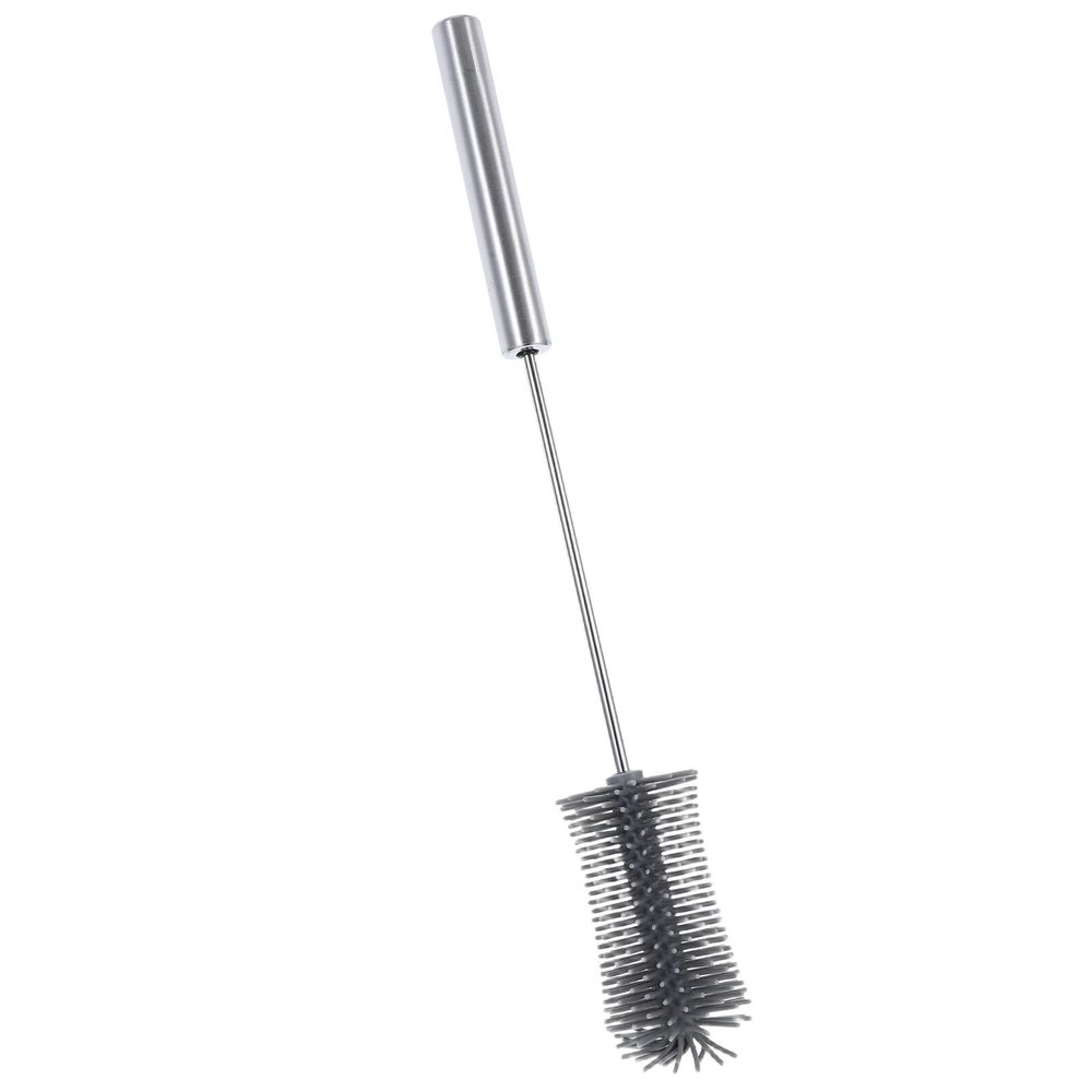 DECOMELODY Rotating Stainless Steel and Silicone Bottle Brush with Long Handle