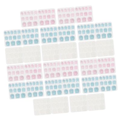 DECOMELODY 30 Sheets Double-Sided Nail Adhesive Tabs for Artificial Nails, Yellow/Pink/Blue