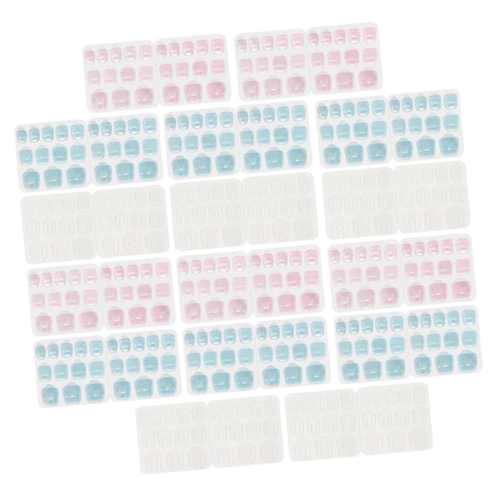 DECOMELODY 30 Sheets Double-Sided Nail Adhesive Tabs for Artificial Nails, Yellow/Pink/Blue