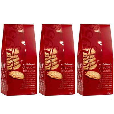 Buiteman Cheddar Biscuits Red Edition Savory Cheddar Biscuits Snack with FeinWert E-Book (3 x 75 g)