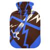 Abstract Art Lighting Hot Water Bottle with Soft Cover, 2 L Water Bottle for Menstrual Cramps, Neck and Shoulder Pain Relief, Blue/Black view 1